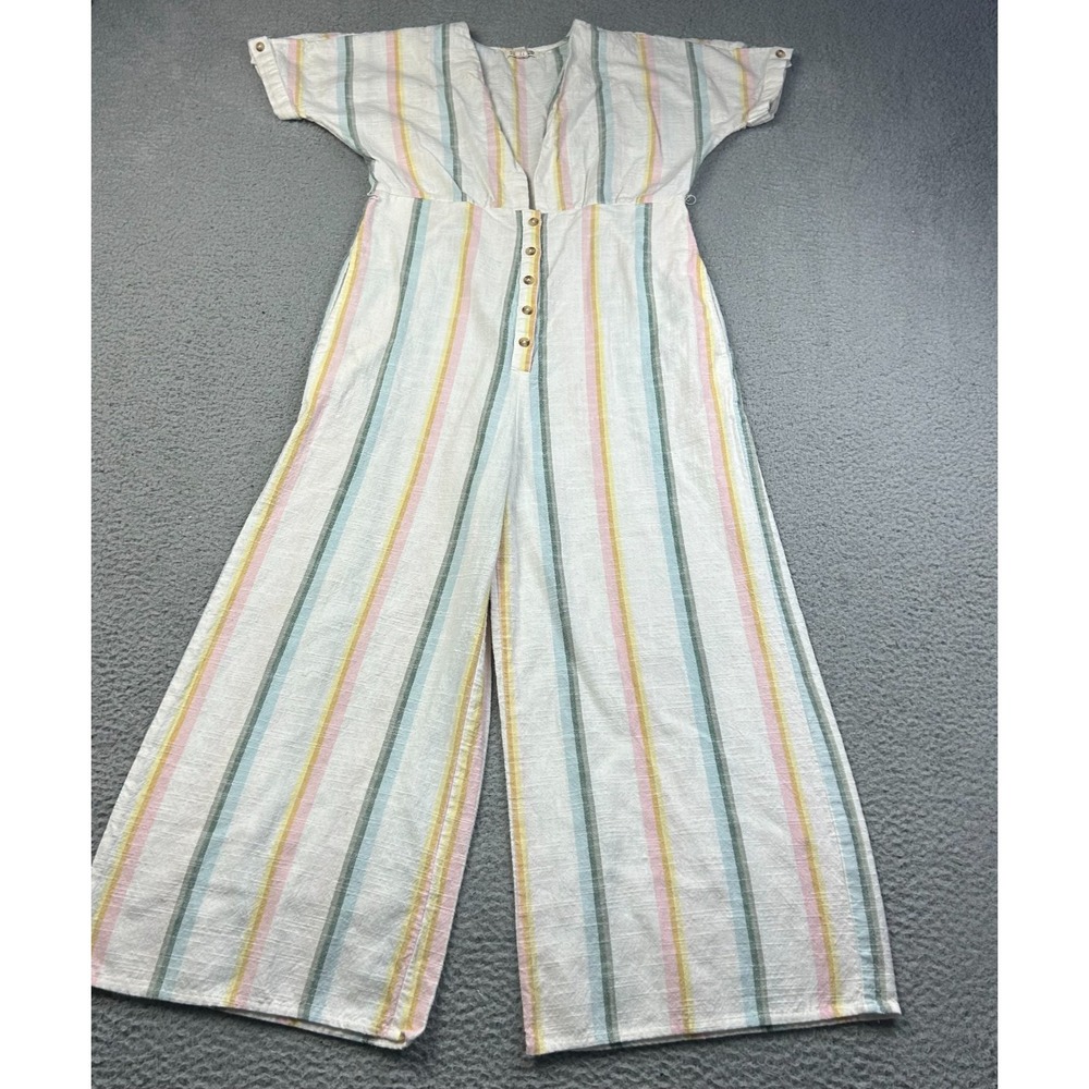 Billabong x The Salty Blonde Jumpsuit Womens Pastel Striped Wide Leg Medium